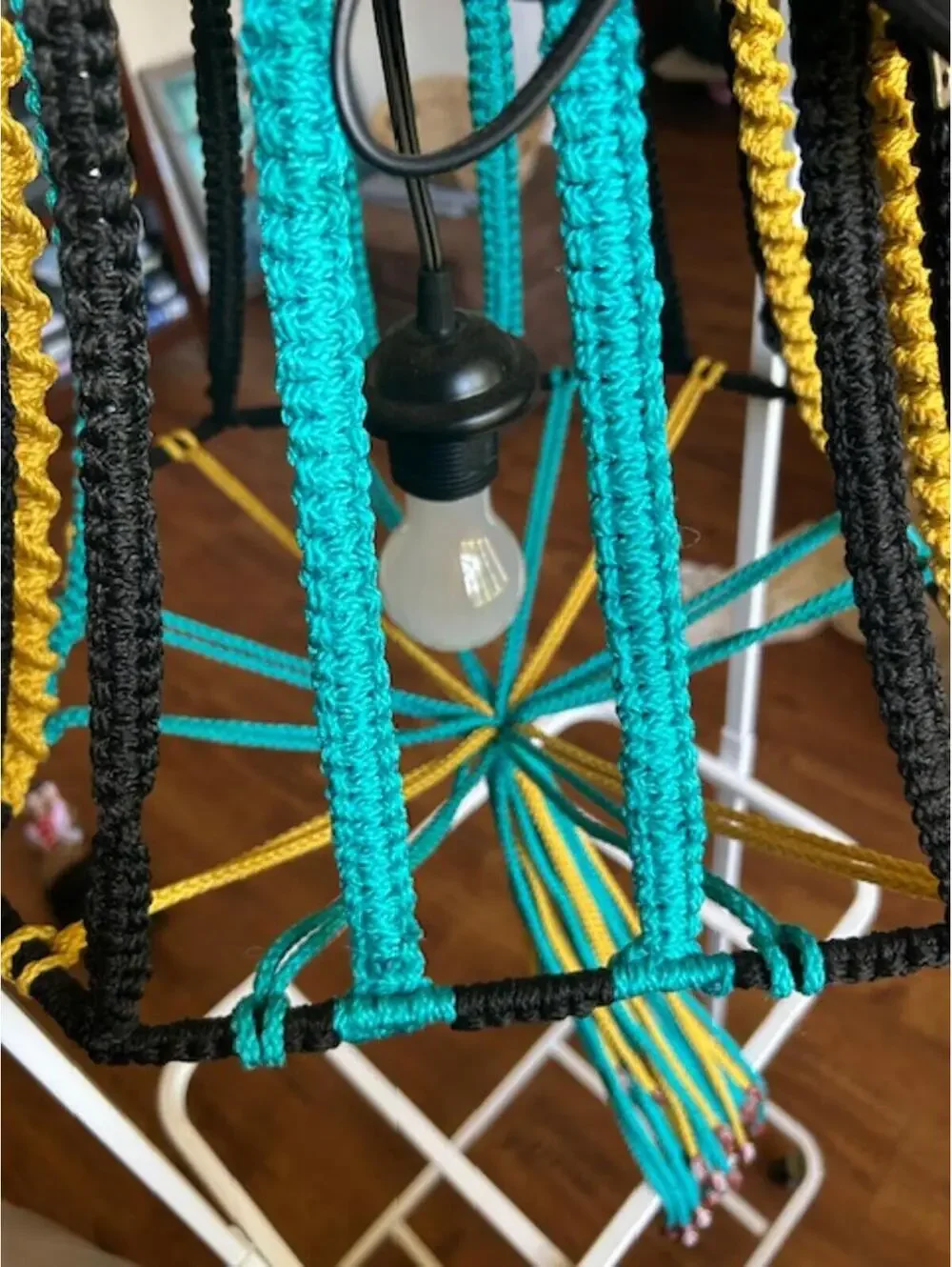Jacksonville Jaguars Handmade Macrame Hanging Light Fixture with Football Beads